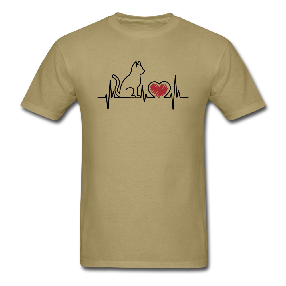 Cat EKG - Black - Unisex Classic T-Shirt - khaki