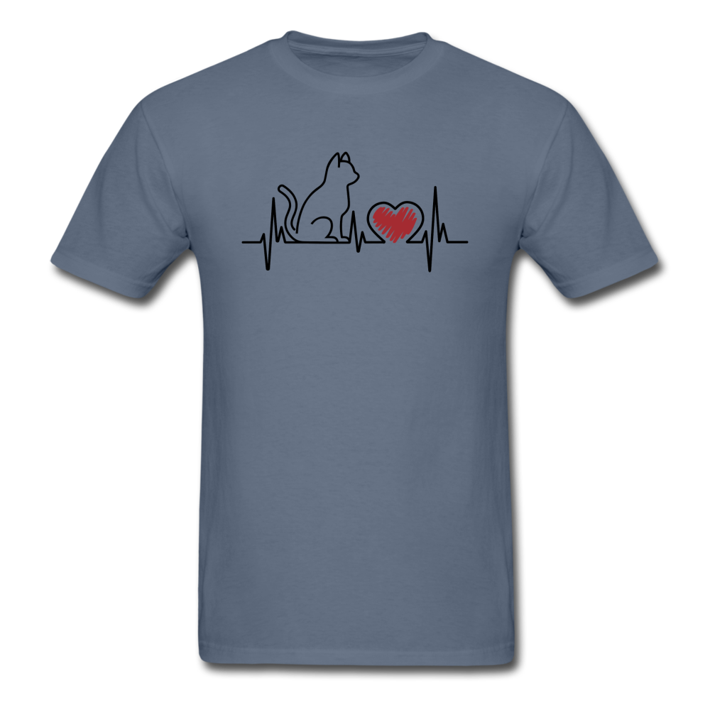 Cat EKG - Black - Unisex Classic T-Shirt - denim