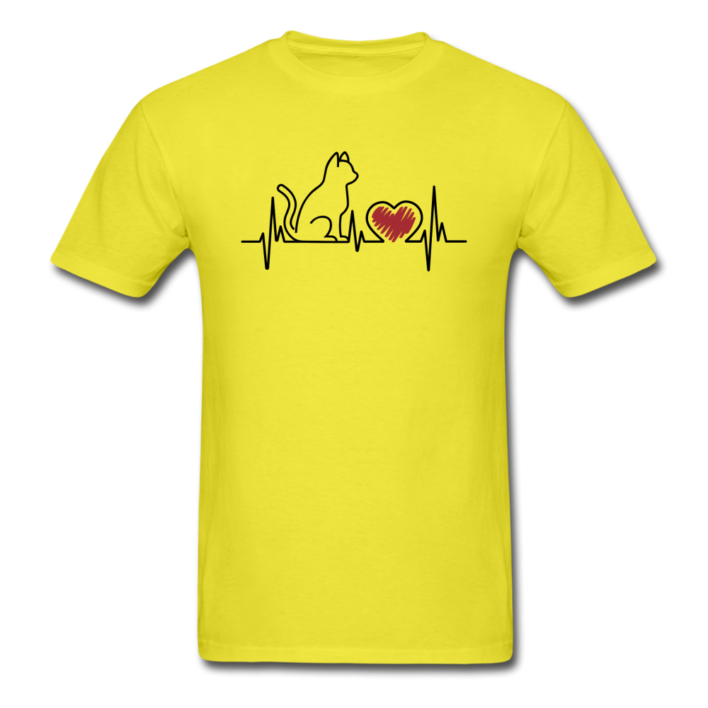 Cat EKG - Black - Unisex Classic T-Shirt - yellow