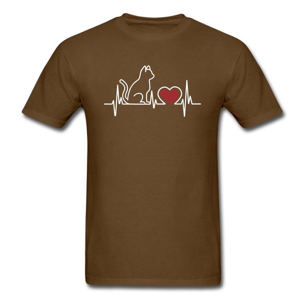 Cat EKG - White - Unisex Classic T-Shirt - brown