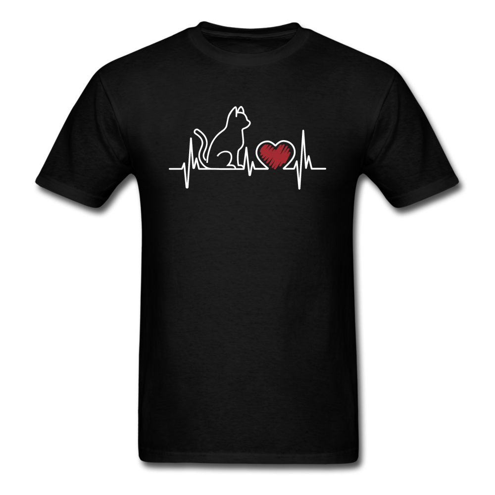 Cat EKG - White - Unisex Classic T-Shirt - black