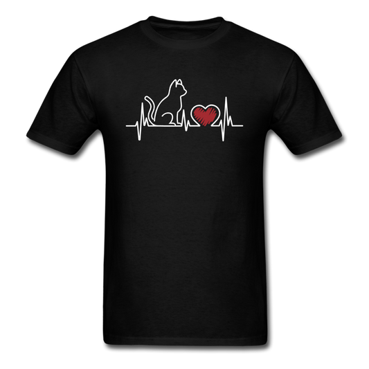 Cat EKG - White - Unisex Classic T-Shirt - black