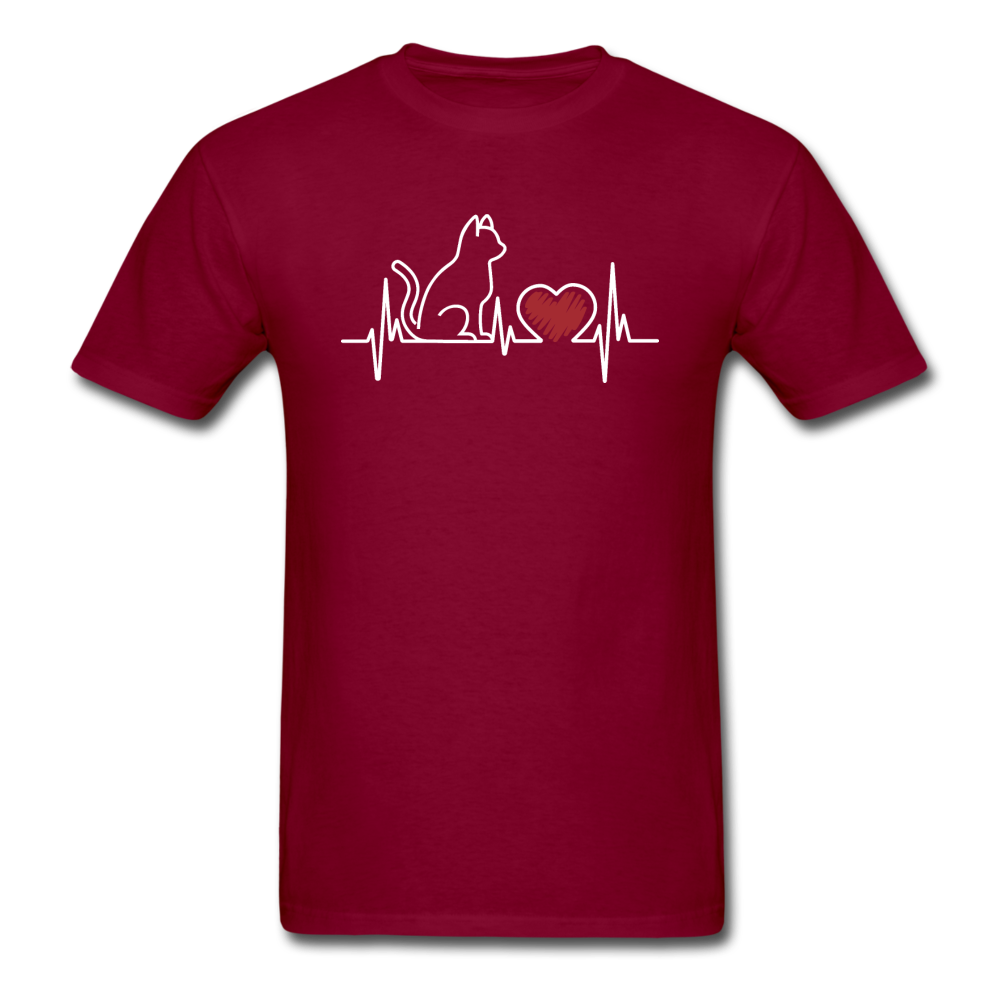 Cat EKG - White - Unisex Classic T-Shirt - burgundy