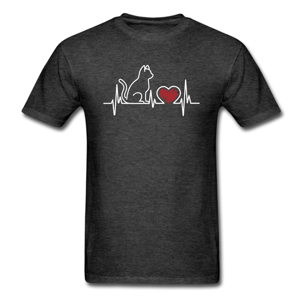 Cat EKG - White - Unisex Classic T-Shirt - heather black