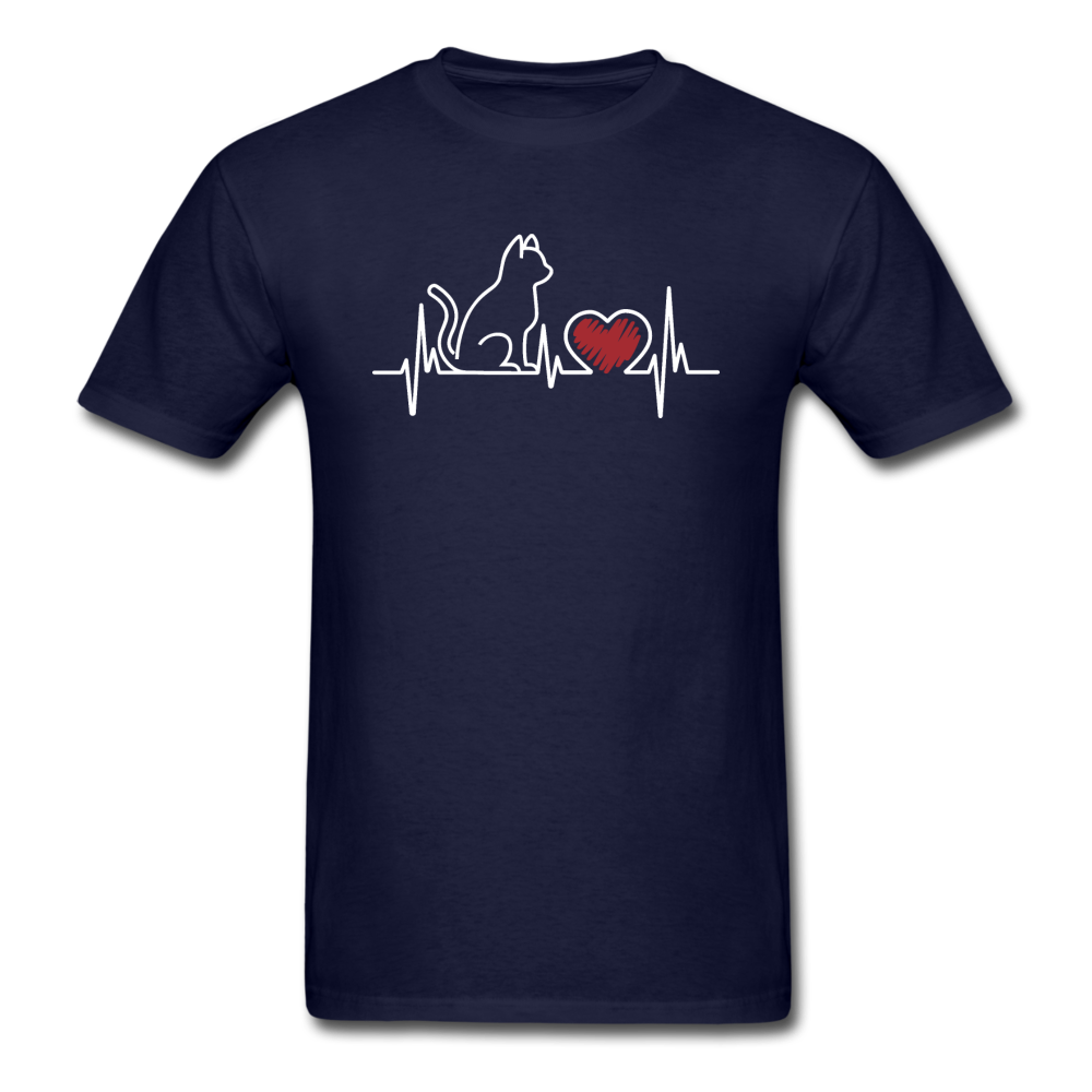 Cat EKG - White - Unisex Classic T-Shirt - navy