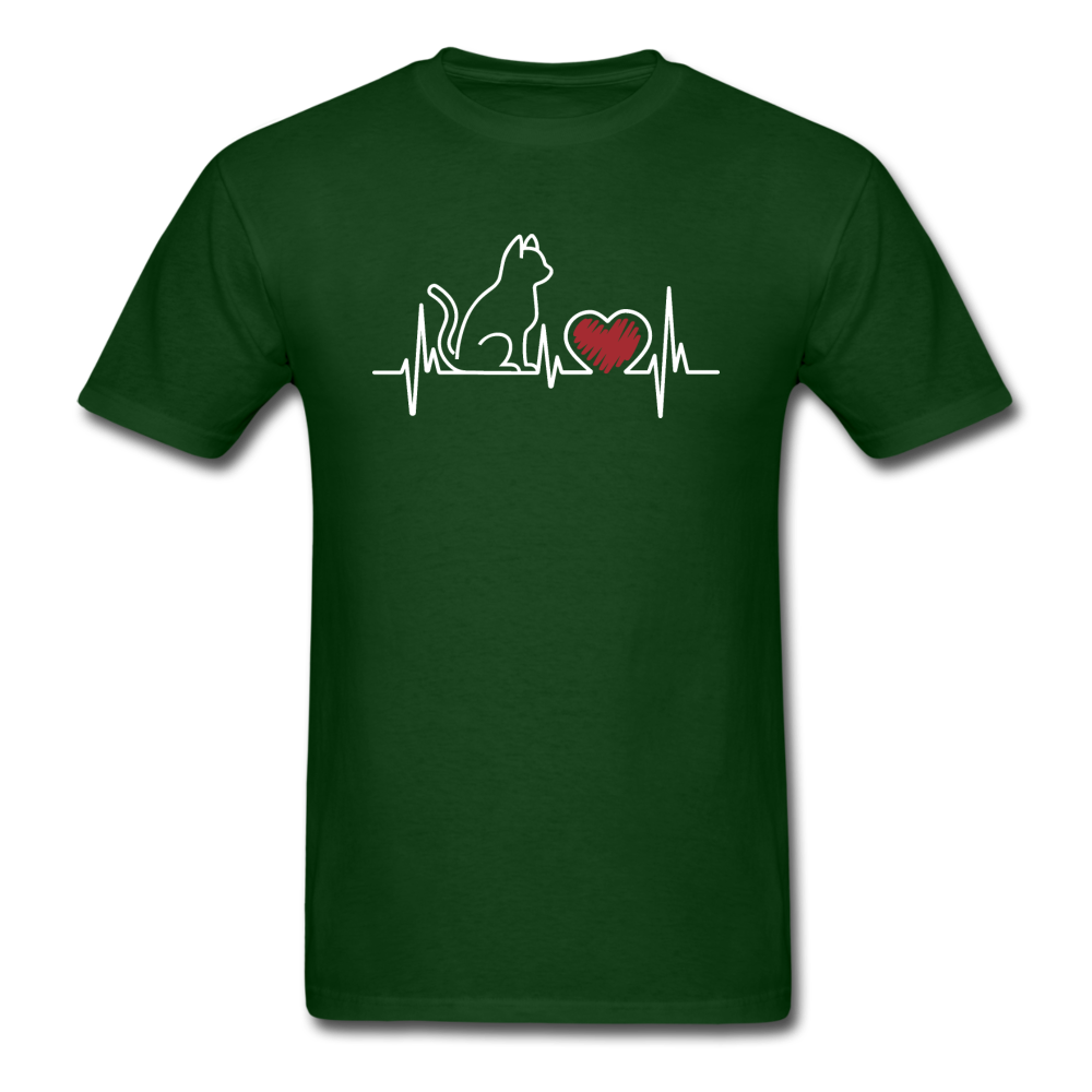 Cat EKG - White - Unisex Classic T-Shirt - forest green