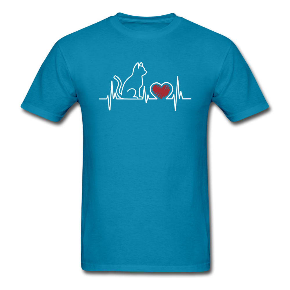 Cat EKG - White - Unisex Classic T-Shirt - turquoise