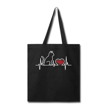 Cat EKG - White - Tote Bag - black