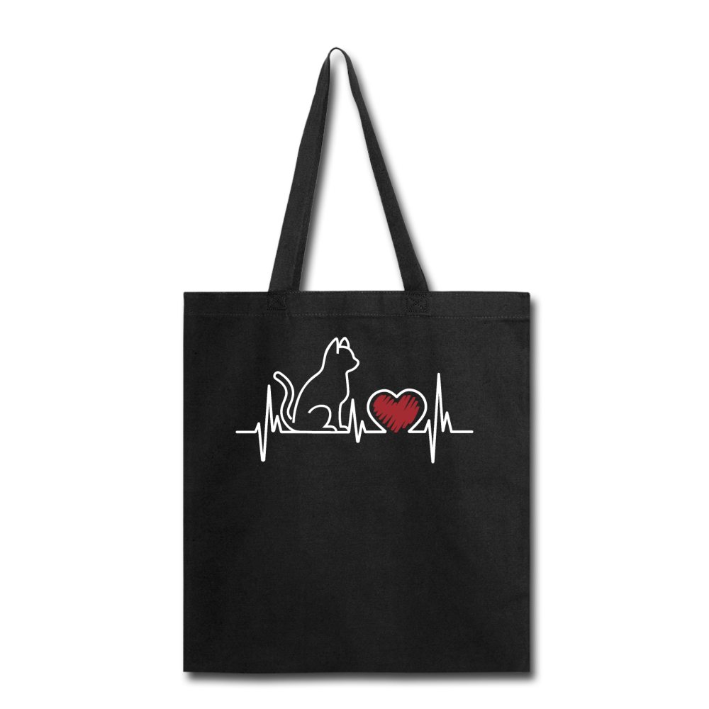 Cat EKG - White - Tote Bag - black