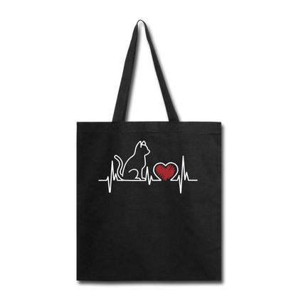 Cat EKG - White - Tote Bag - black