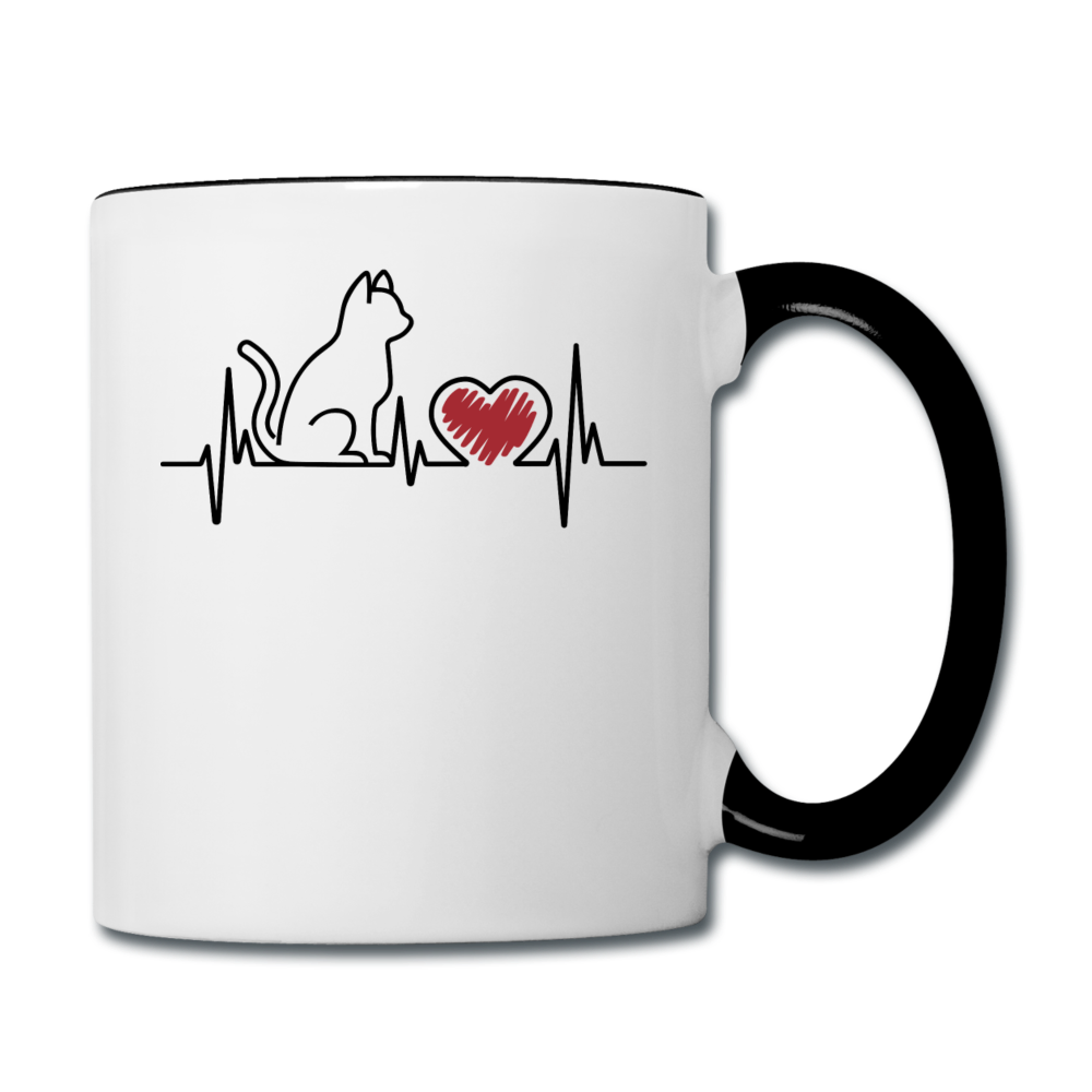 Cat EKG - Black - Contrast Coffee Mug - white/black