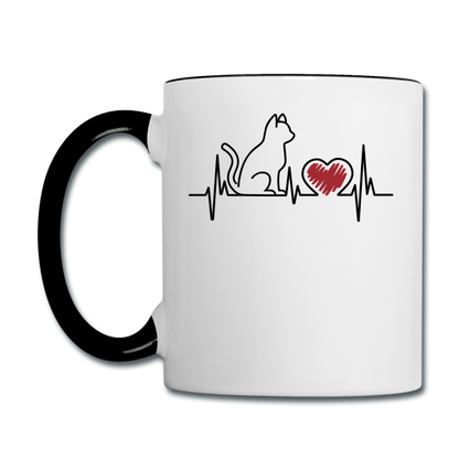 Cat EKG - Black - Contrast Coffee Mug - white/black