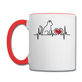 Cat EKG - Black - Contrast Coffee Mug - white/red