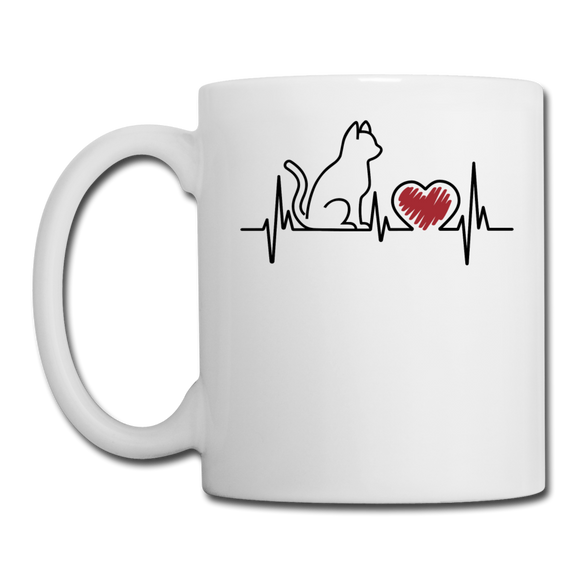 Cat EKG - Black - Coffee/Tea Mug - white
