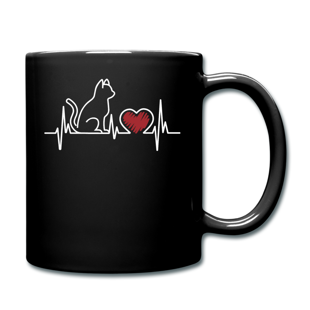 Cat EKG - White - Full Color Mug - black