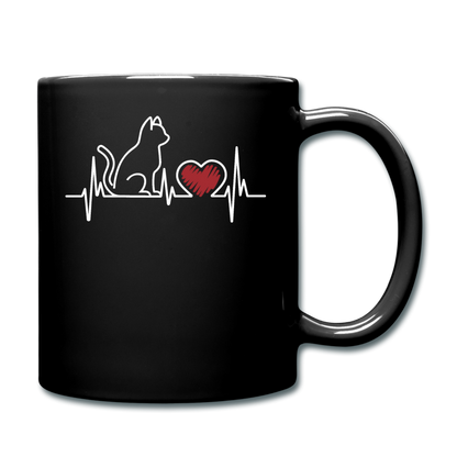 Cat EKG - White - Full Color Mug - black