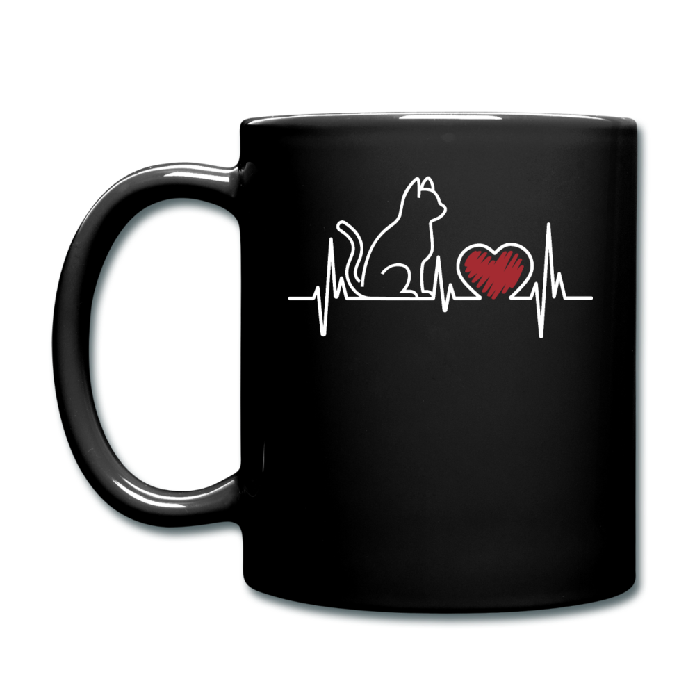 Cat EKG - White - Full Color Mug - black