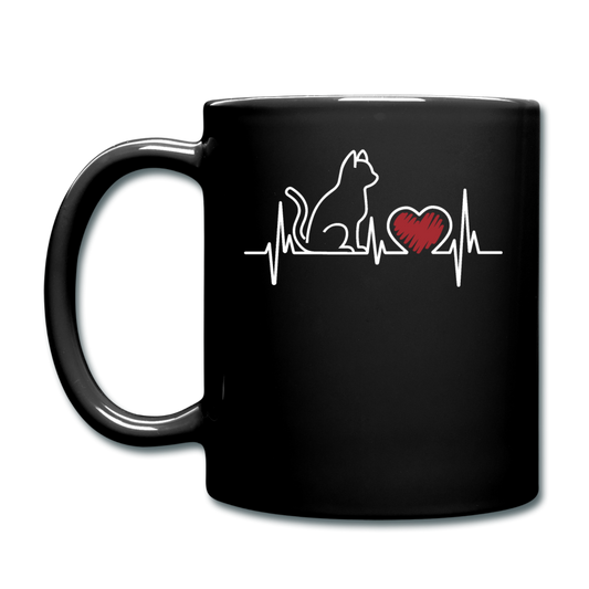 Cat EKG - White - Full Color Mug - black