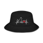 Cat EKG - White - Bucket Hat - black