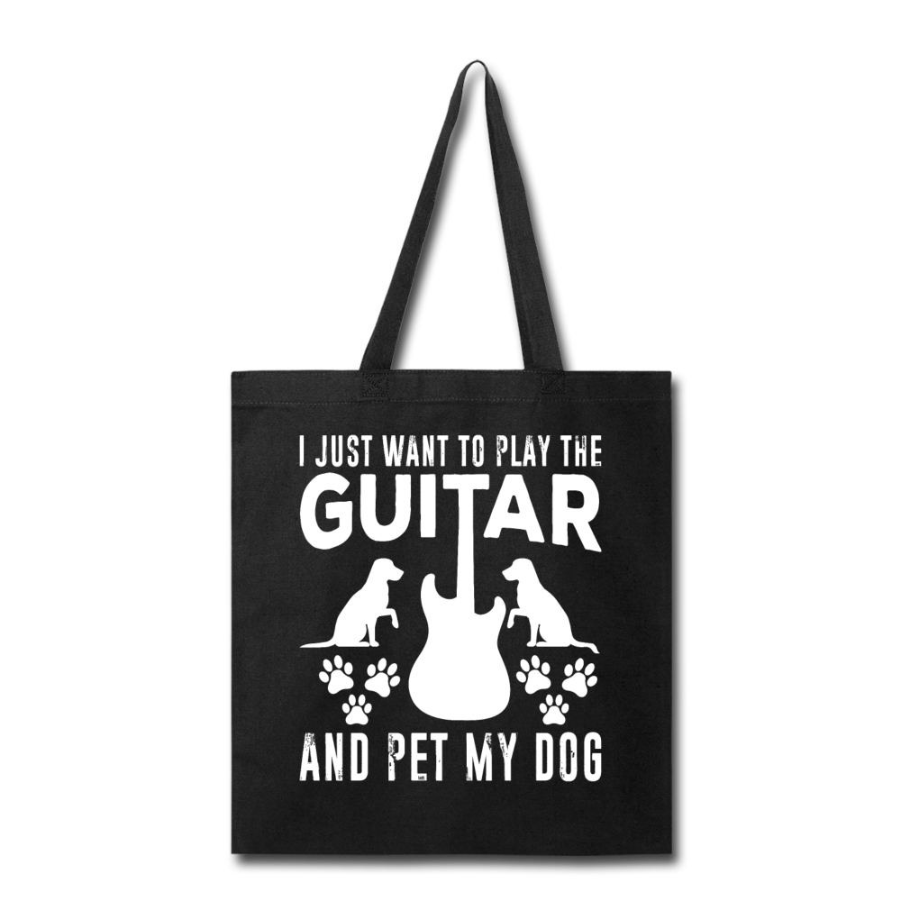 Play Guitar And Pet My Dog - White - Tote Bag - black