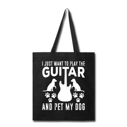 Play Guitar And Pet My Dog - White - Tote Bag - black