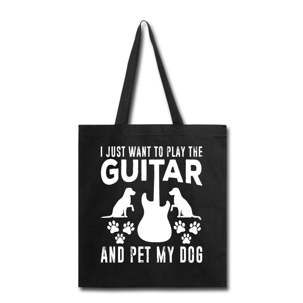 Play Guitar And Pet My Dog - White - Tote Bag - black