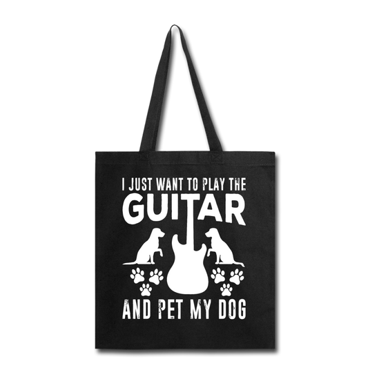 Play Guitar And Pet My Dog - White - Tote Bag - black