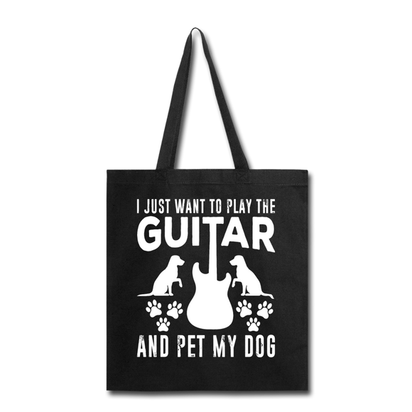 Play Guitar And Pet My Dog - White - Tote Bag - black