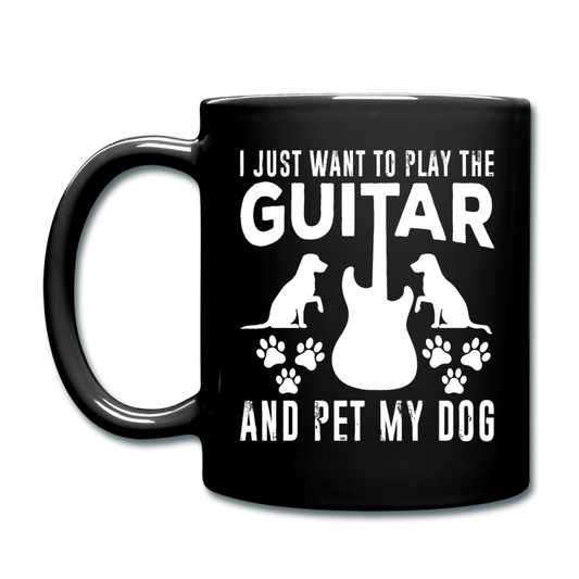 Play Guitar And Pet My Dog - White - Full Color Mug - black