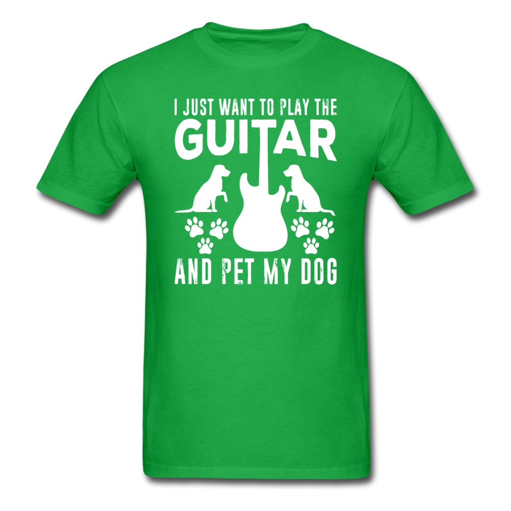 Play Guitar And Pet My Dog - White - Unisex Classic T-Shirt - bright green