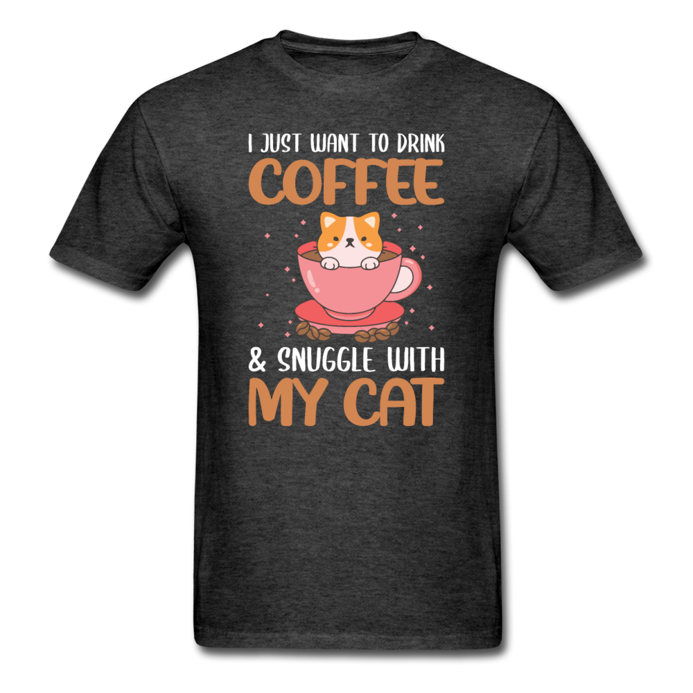 Drink Coffee And Cat - Unisex Classic T-Shirt - heather black