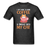 Drink Coffee And Cat - Unisex Classic T-Shirt - heather black