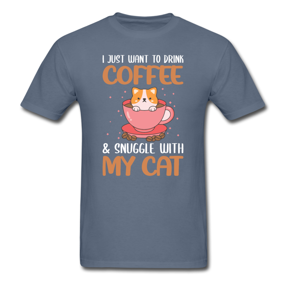 Drink Coffee And Cat - Unisex Classic T-Shirt - denim