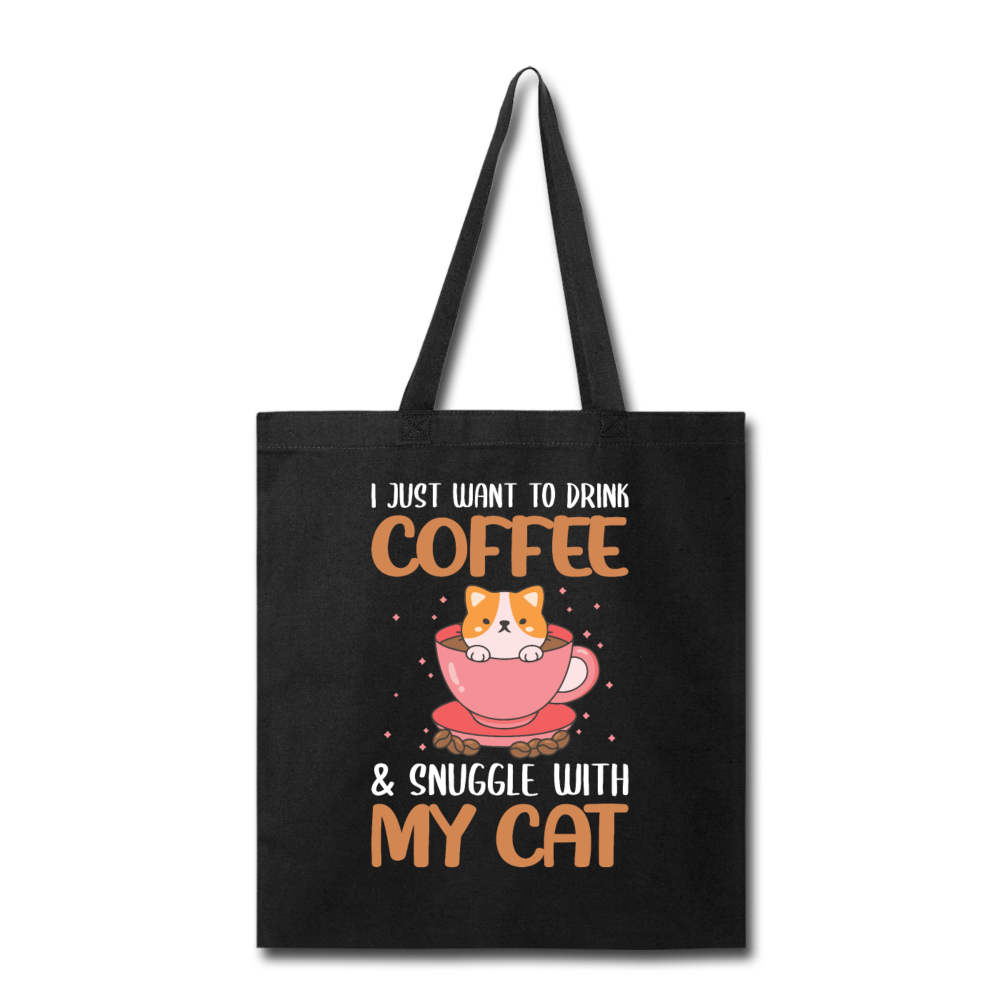 Drink Coffee And Cat - Tote Bag - black