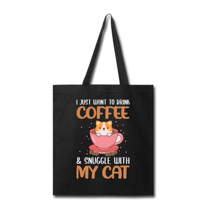 Drink Coffee And Cat - Tote Bag - black