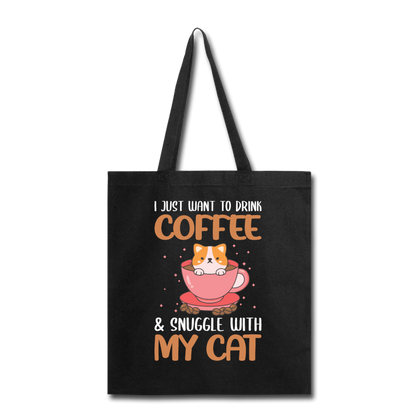 Drink Coffee And Cat - Tote Bag - black