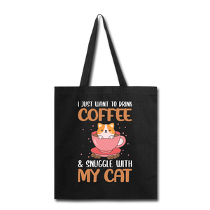 Drink Coffee And Cat - Tote Bag - black