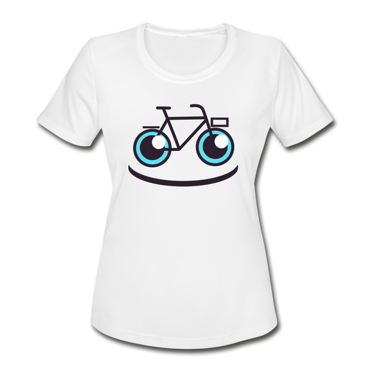 Bike Smile - Women's Moisture Wicking Performance T-Shirt - white