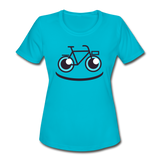 Bike Smile - Women's Moisture Wicking Performance T-Shirt - turquoise