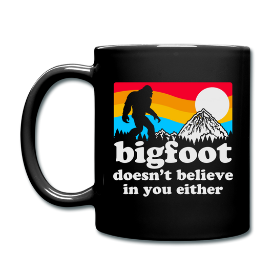 Bigfoot Doesn't Believe - Full Color Mug - black