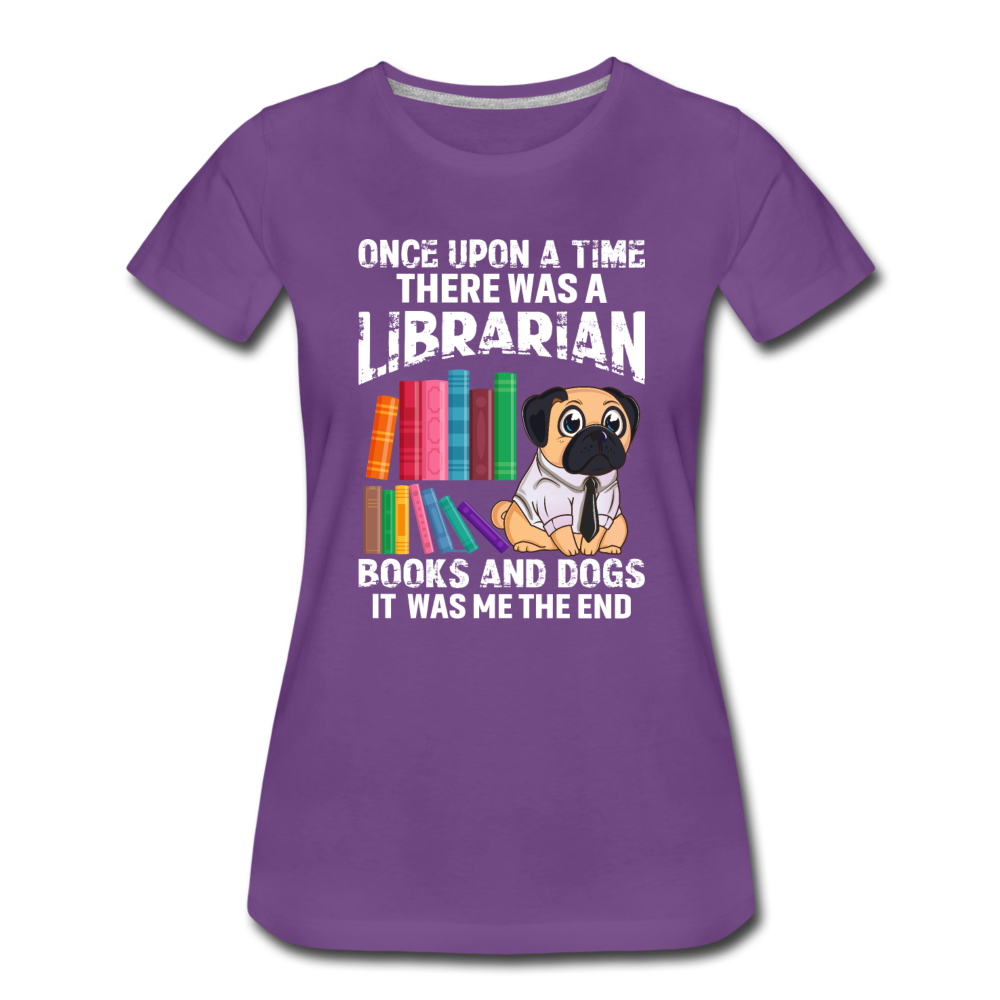 Librarian - Books And Dogs - Women’s Premium T-Shirt - purple