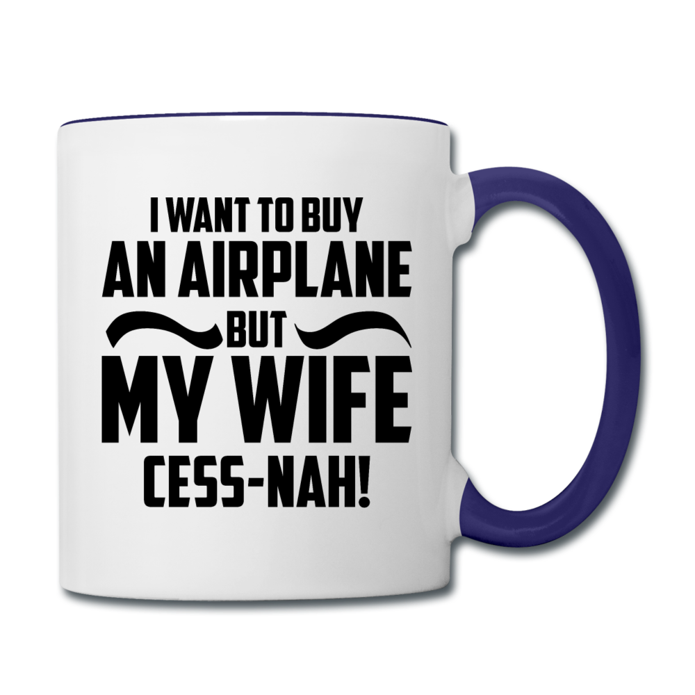 Buy An Airplace - Black - Contrast Coffee Mug - white/cobalt blue