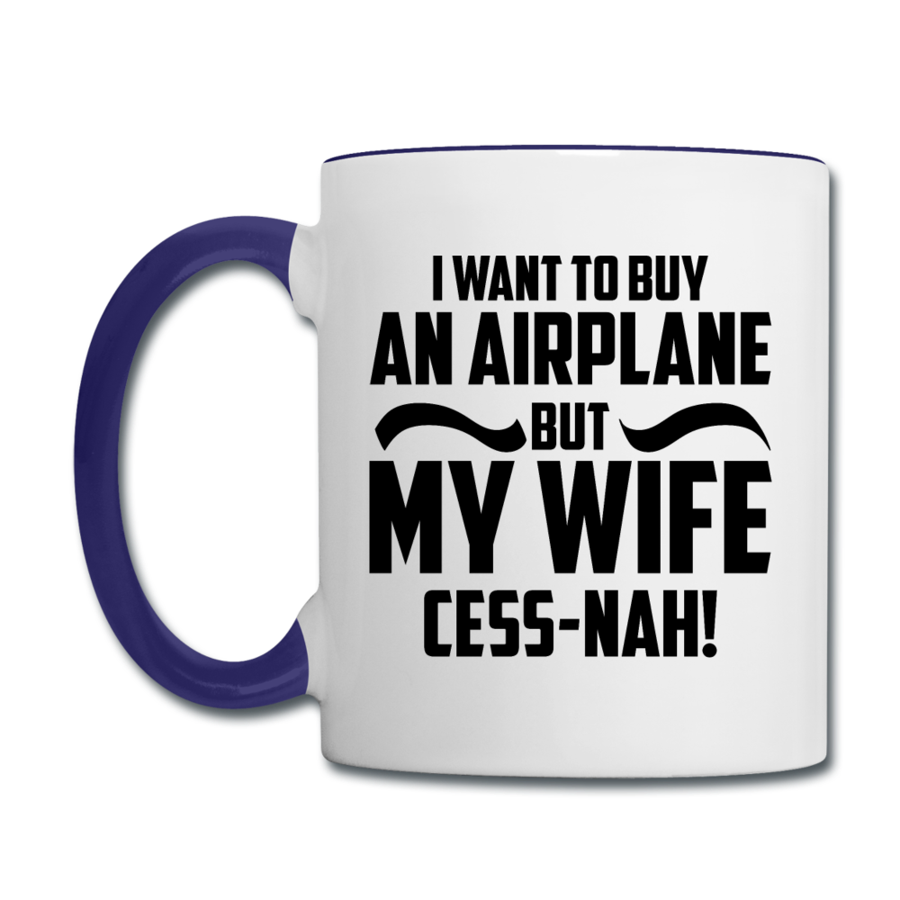 Buy An Airplace - Black - Contrast Coffee Mug - white/cobalt blue