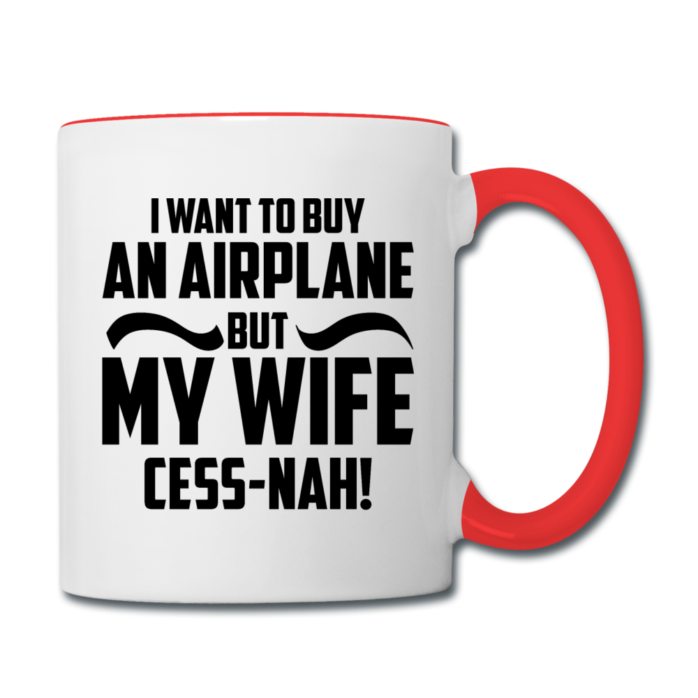 Buy An Airplace - Black - Contrast Coffee Mug - white/red