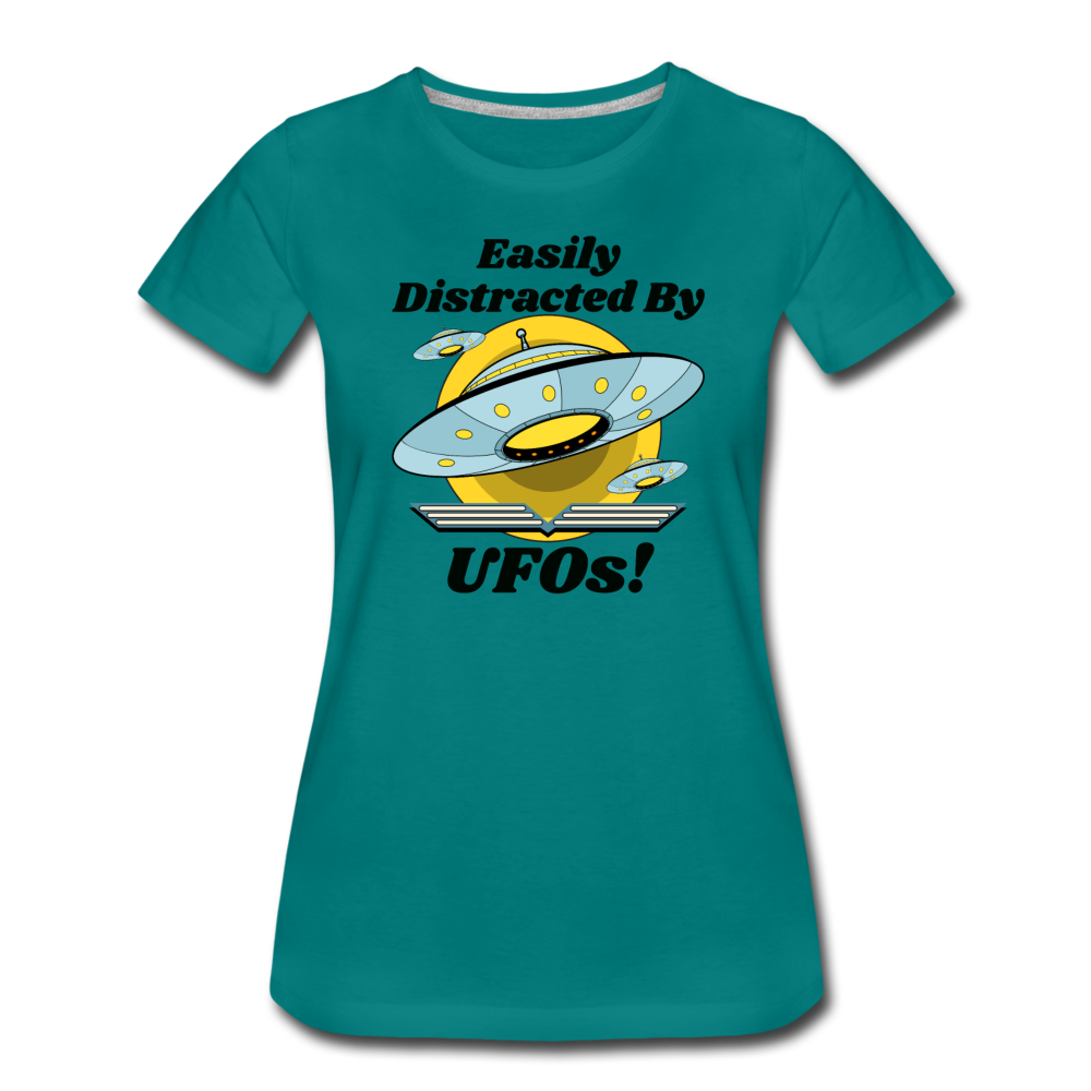 Easily Distracted - UFOs - Women’s Premium T-Shirt - teal