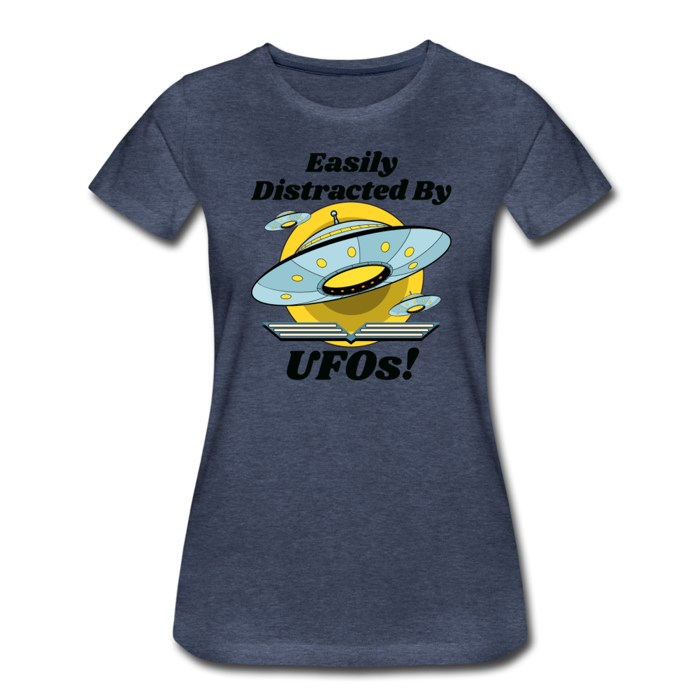 Easily Distracted - UFOs - Women’s Premium T-Shirt - heather blue