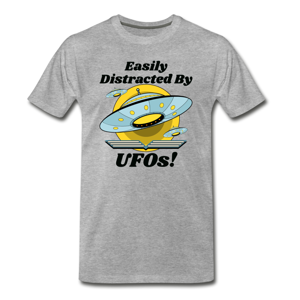 Easily Distracted - UFOs - Men's Premium T-Shirt - heather gray