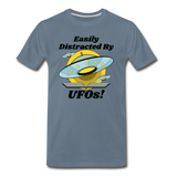 Easily Distracted - UFOs - Men's Premium T-Shirt - steel blue