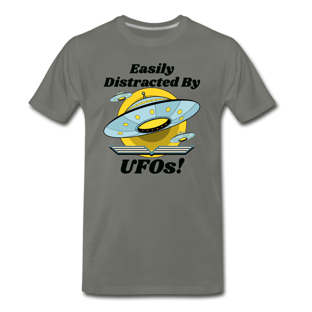 Easily Distracted - UFOs - Men's Premium T-Shirt - asphalt gray