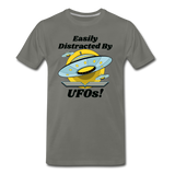 Easily Distracted - UFOs - Men's Premium T-Shirt - asphalt gray